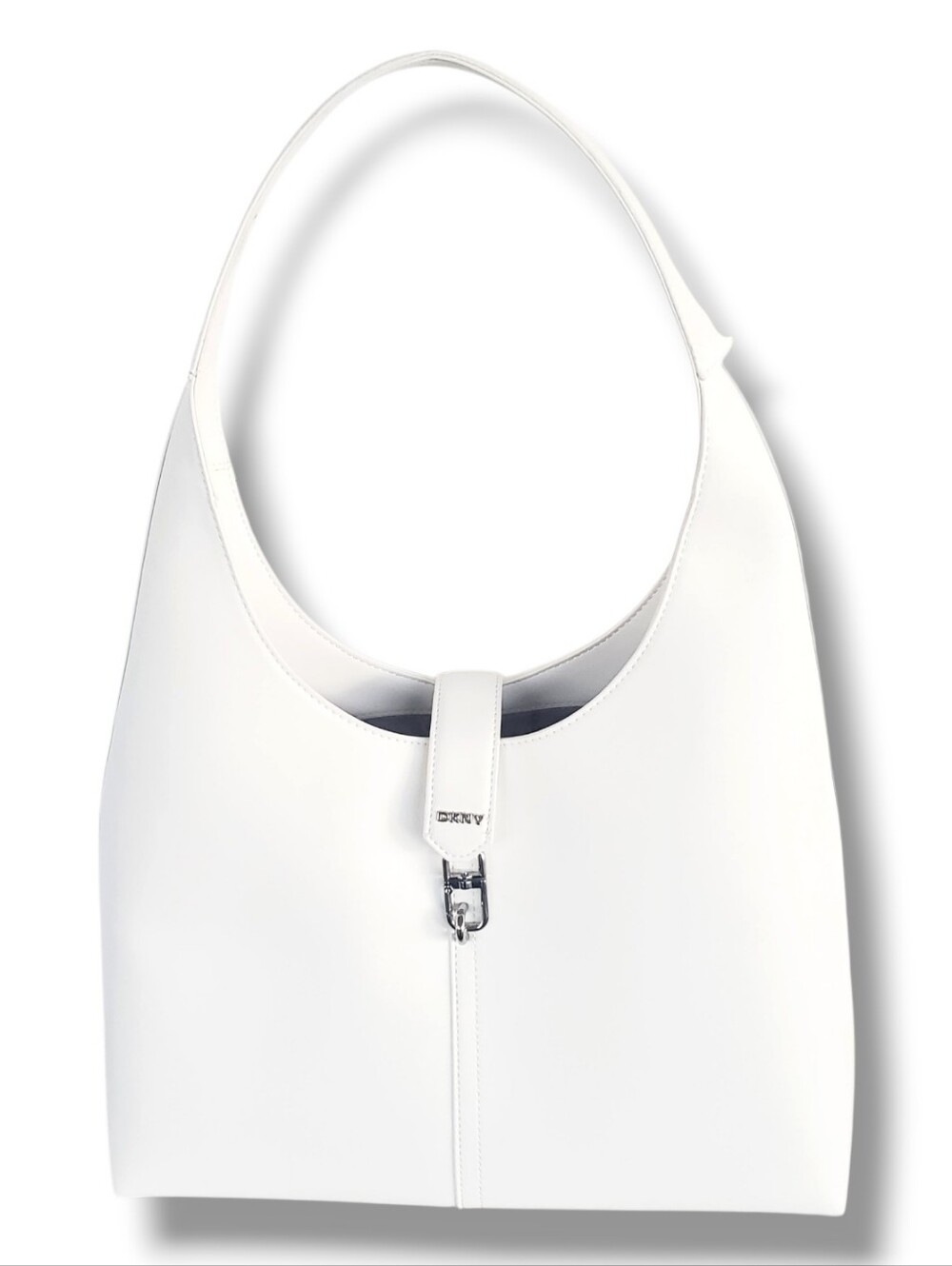DKNY Large White Shoulder Bag New Faux Leather Hobo Style Purse Minimalist Chic